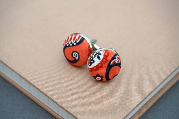 coral pink paisley cufflink 2021 (1) (1) Floral Elegant Cufflinks, 2021
