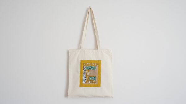 saffron mini quilt tote bag 2022 (1) (1) 80% Minimalist Patchwork and Handstitch Quilt Tote Bags, 2022
