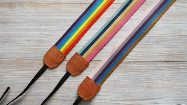 new rainbow stripe camera strap 2023 (7) (1) Rainbow stripe camera straps in various colour combinations