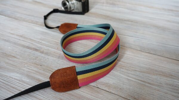 pastel rainbow stripe camera strap 2022 (3)(1) Rainbow Stripe Camera or Binoculars Strap
