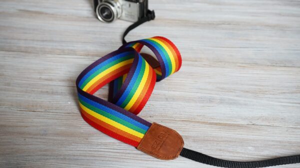 regular rainbow stripe camera strap 2022 (1) (1) Rainbow Stripes Camera or Binoculars Strap