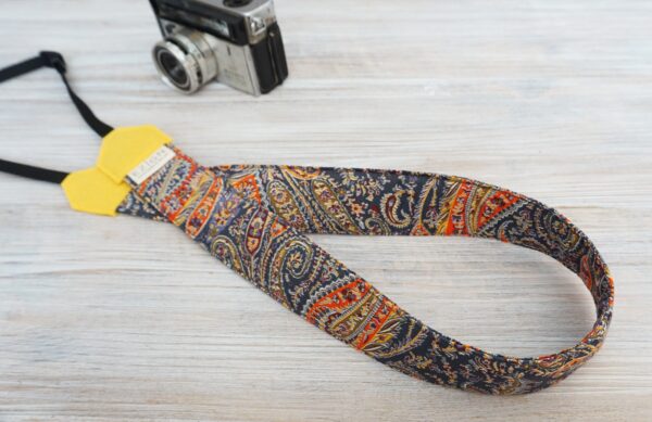 orange paisley Libety felix Isabelle H camera strap 2022 (1) (2) Orange Paisley Camera Strap, Felix and Isabelle H