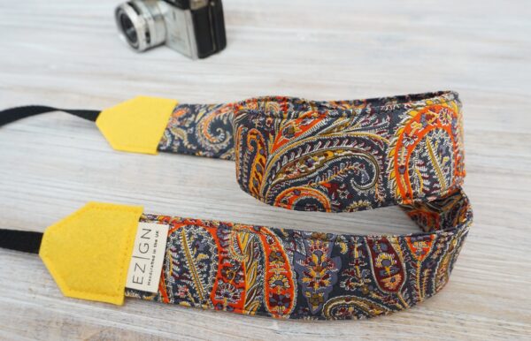 orange paisley Libety felix Isabelle H camera strap 2022 (5) (2) Orange Paisley Camera Strap, Felix and Isabelle H