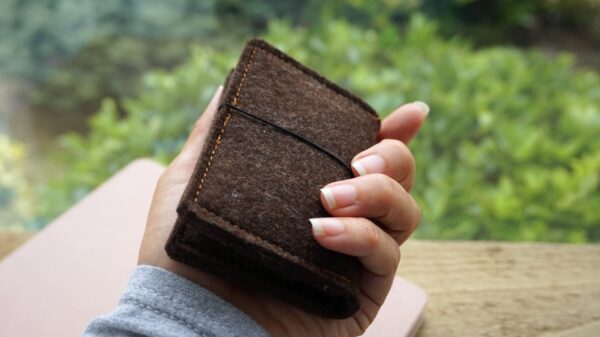 brown wool felt card wallet 2023 (12) (1) Simple Card Wallet, Minimalist Card Holder