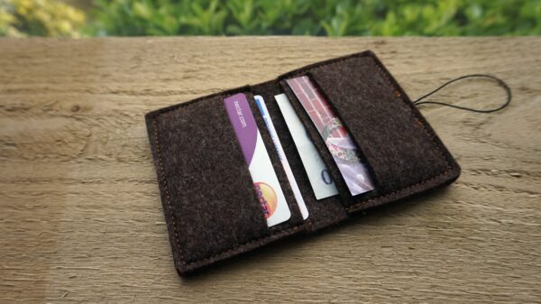 brown wool felt card wallet 2023 (2) (1) Simple Card Wallet, Minimalist Card Holder