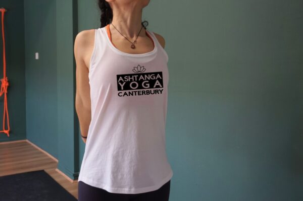 white tanktop plain (2) AYC black print Organic Yoga Tanktop, White | Ashtanga Yoga Canterbury